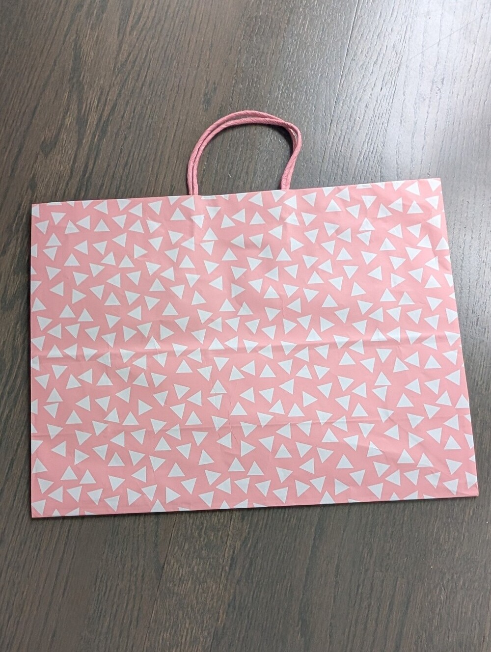 Spritz Pink & White Triangle Geometric Extra Large Paper Gift Bag 16x12x6